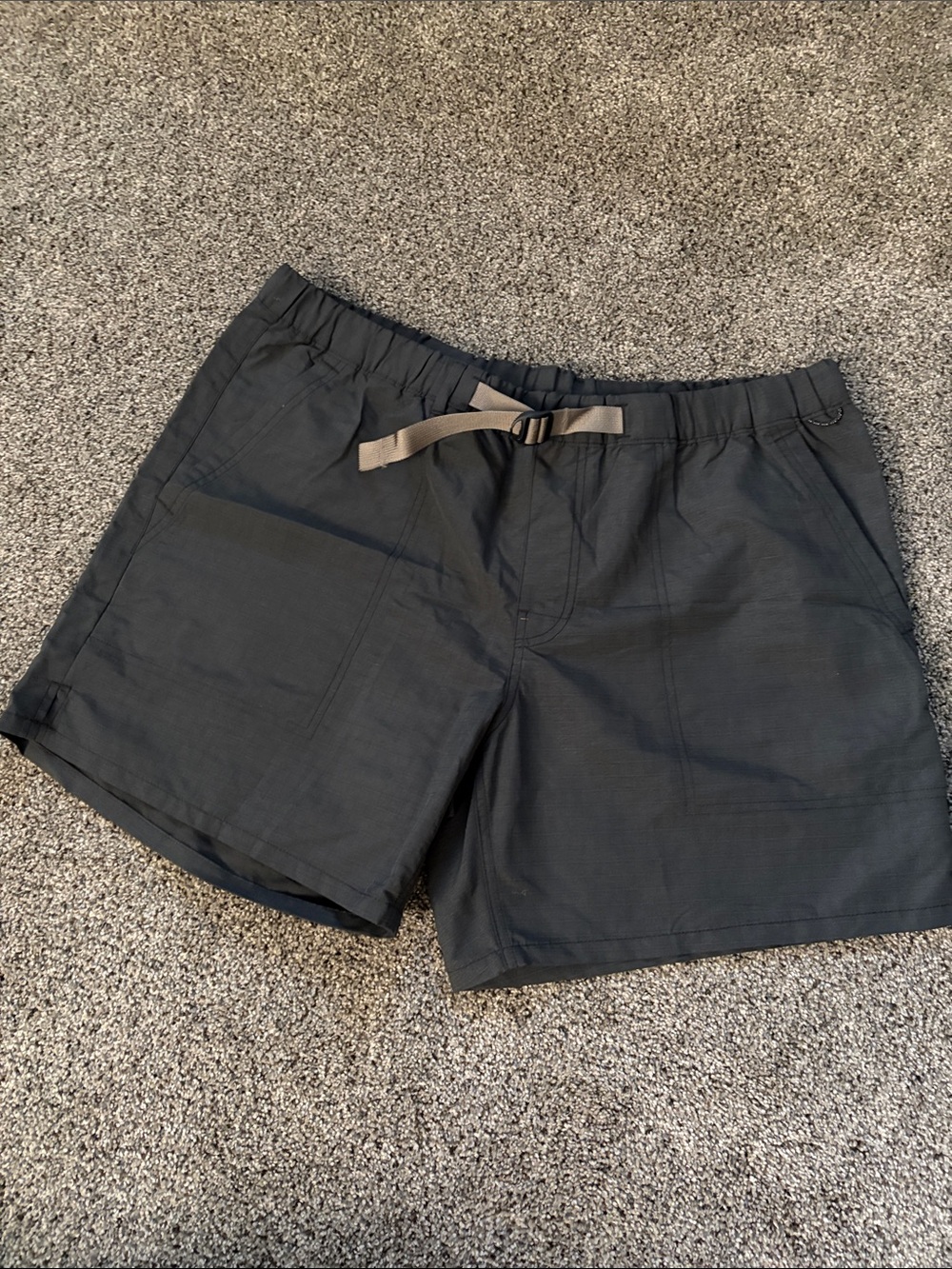 REI Co-op Black Outdoor Shorts with Tan Belt Accent built-in